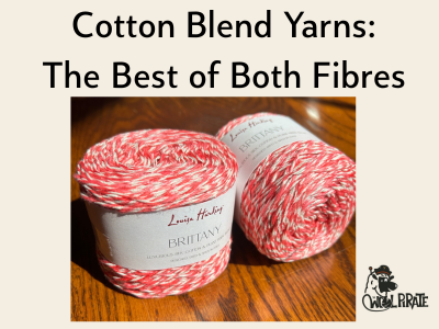Picture of Louisa Harding Brittany yarn with the title of the blog post written above it.