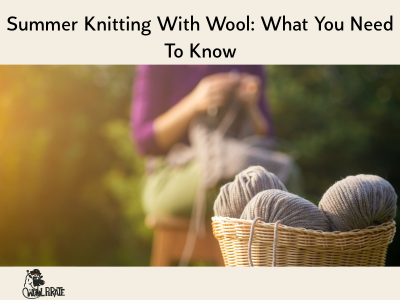 Picture of a basket of yarn with a person in the background knitting