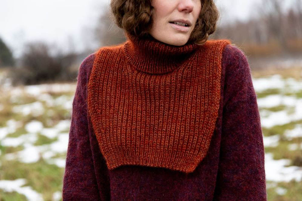 image of a knit dickie being worn on a woman