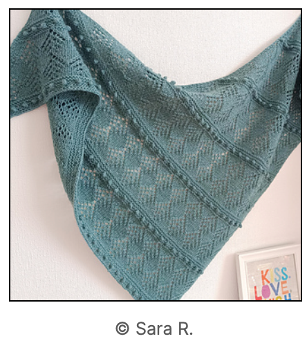 Knitted teal shawl - foula made with scottish yarn festival
