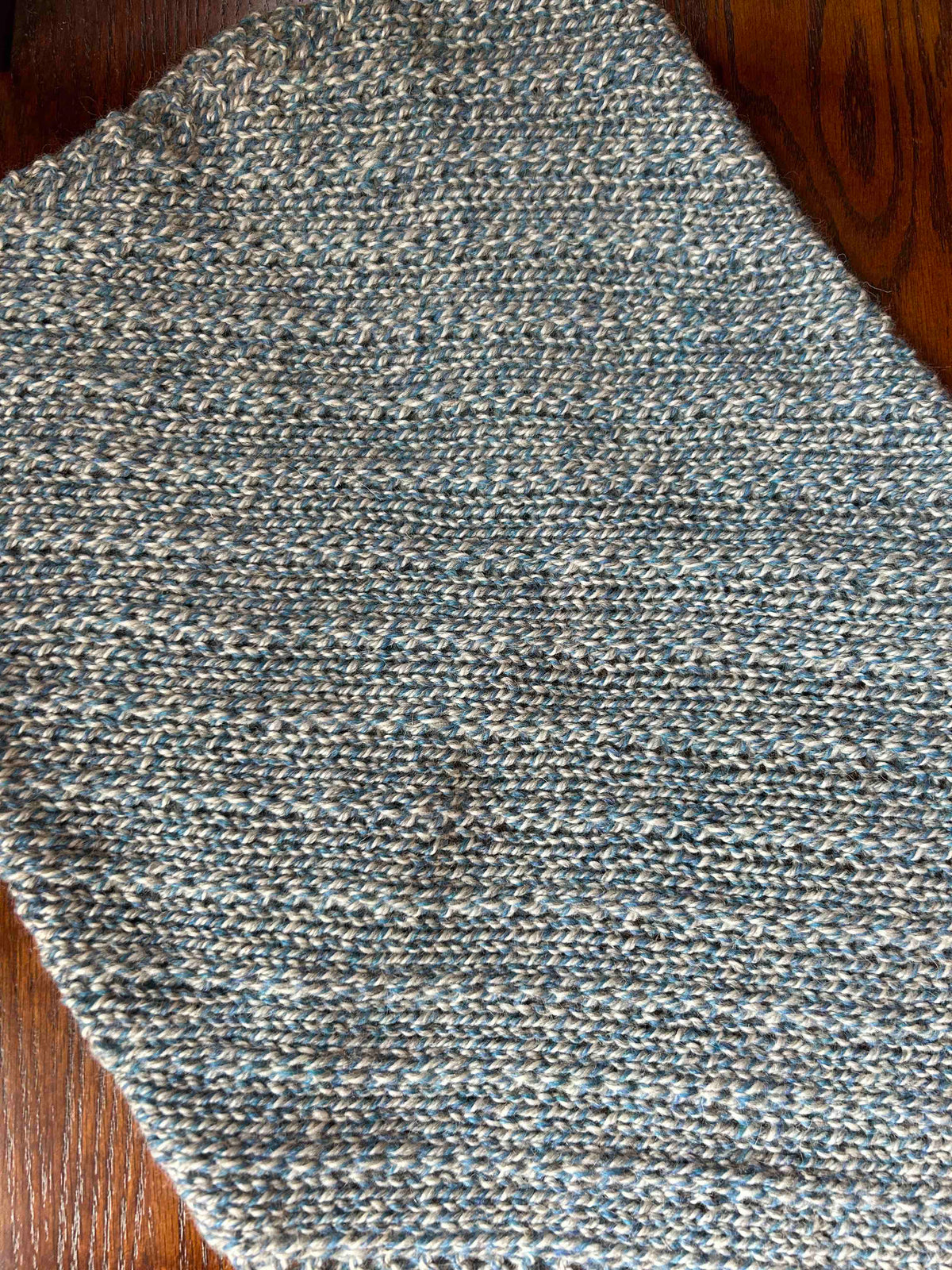 Candlewick Cowl made with Haynes Creek Heathers - Blue