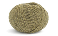 light greenish coloured ball of yarn on a white background