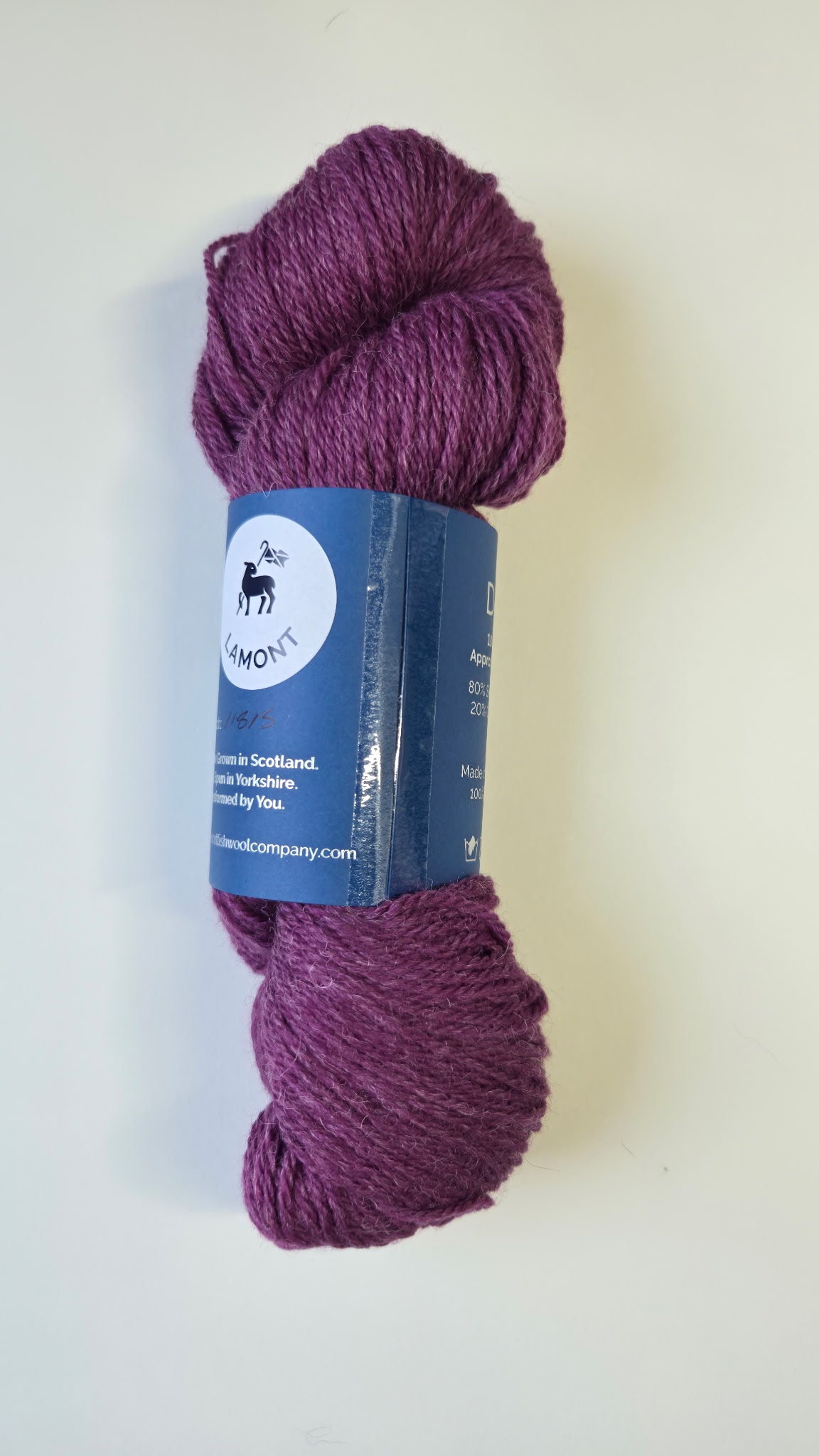 full skein of Lamont - heathered purple colour