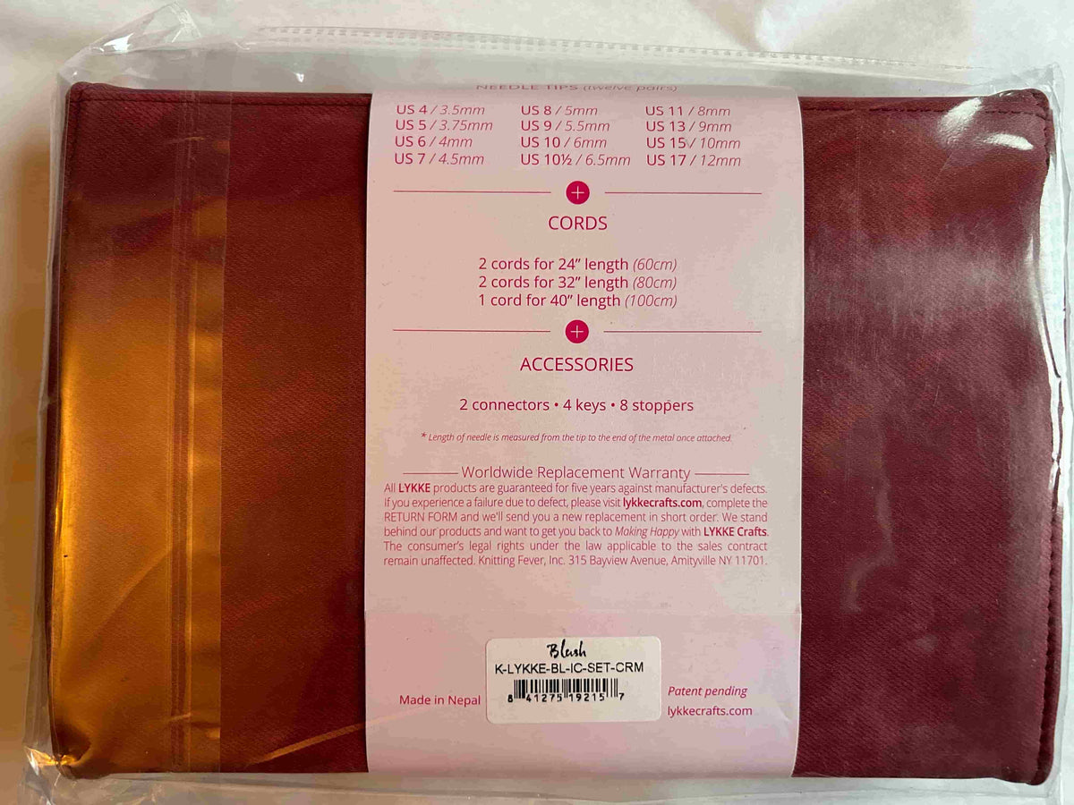 back cover of Lykke Blush 5" interchangeable needle set