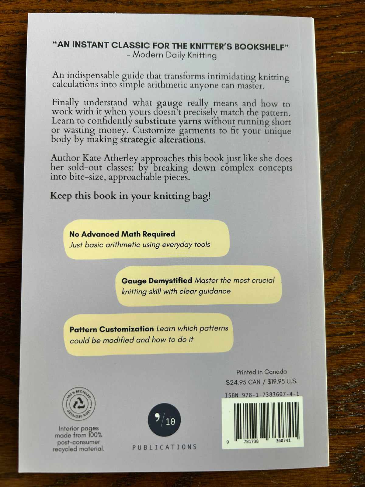 Math for Knitters - Back Cover