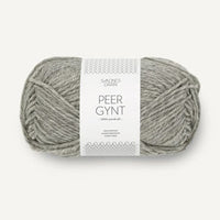 Grey yarn on a white background