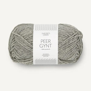 Grey yarn on a white background