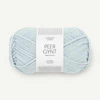 a ball of light blue yarn on a white background