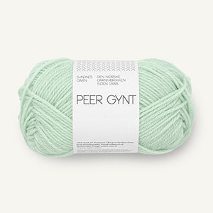 a ball of pale mint green yarn on a white background