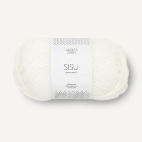 Ball of yarn with 'Sisu' label on a white background