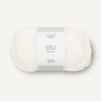 Ball of yarn with 'Sisu' label on a white background