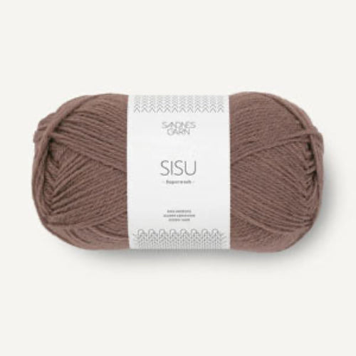 Brown Ball of yarn with a label on a white background
