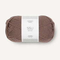 Brown Ball of yarn with a label on a white background