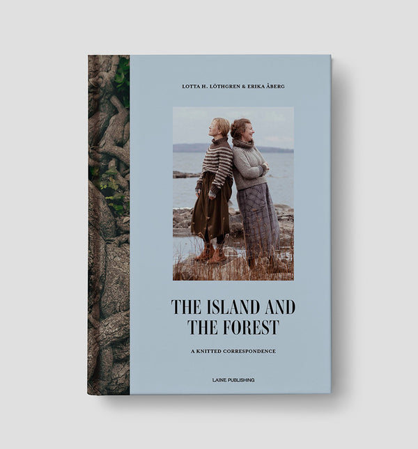 Book cover with two people by a lake, titled 'The Island and The Forest'.