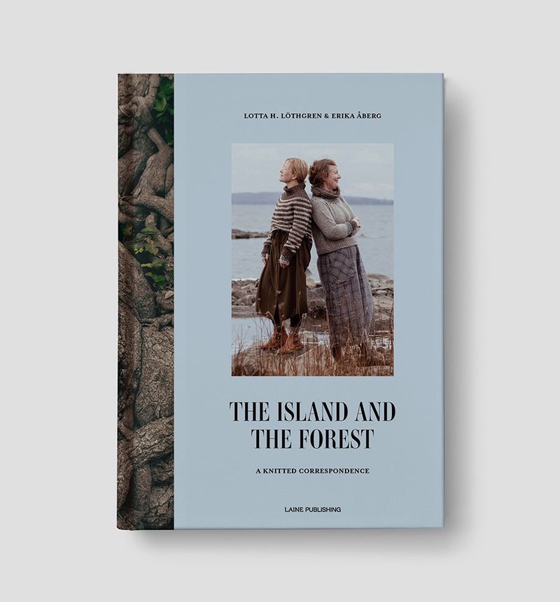 Book cover with two people by a lake, titled 'The Island and The Forest'.