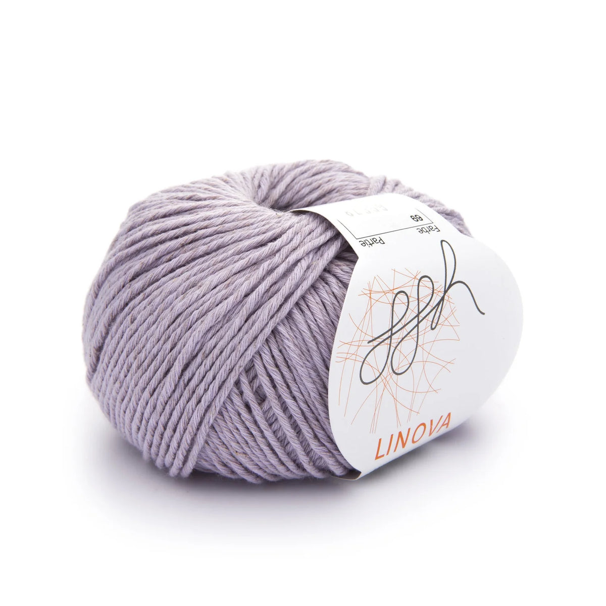 ball of ggh linova in colour 069 lilac on a white background