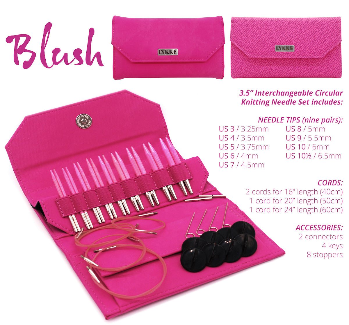 Lykke Blush 3.5" Interchangeable Needle Set