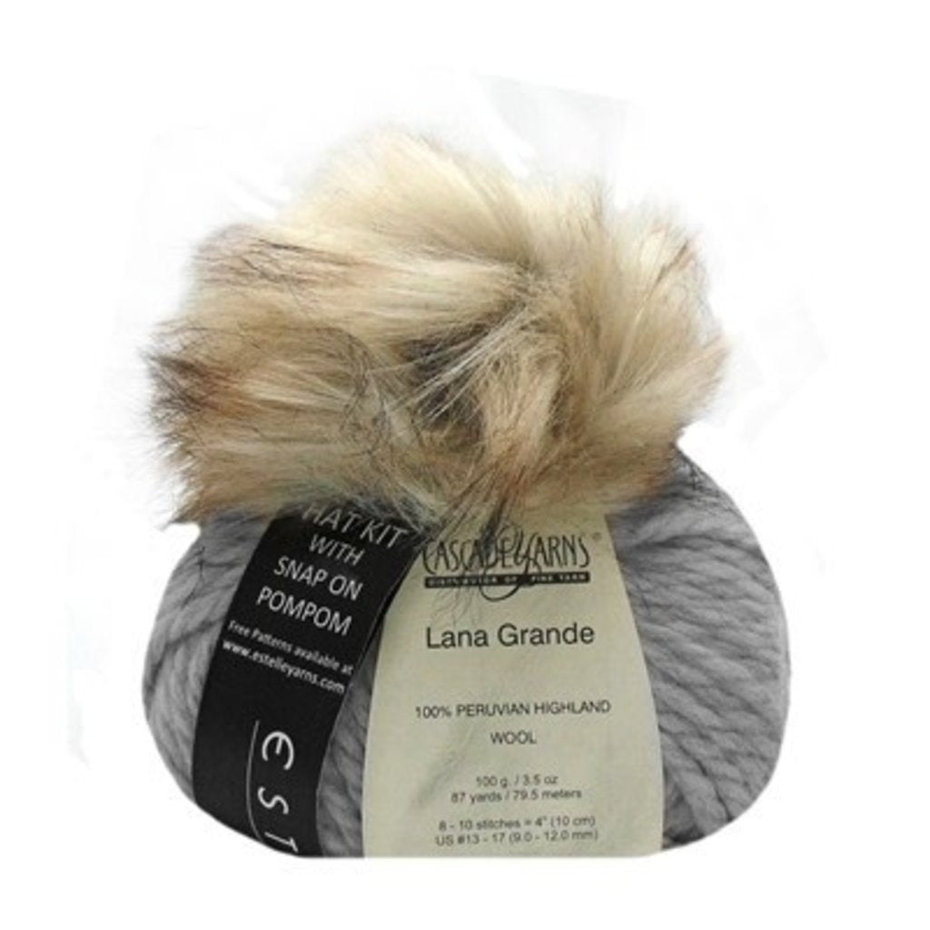 Cascade Yarns Lana Grande Hat Kit - Silver Grey and Fawn